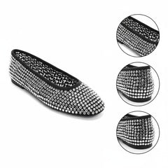 Tuhoomall Comfortable Slip-On Flats for Women - Suede and Denim Upper with Rhinestone Details - Perfect for Fashion Casual, Work, and Parties - Spring/Summer Wear Tuhoomall