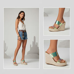 Tuhoomall Comfortable Platform Wedge Sandals for Women - 10.5cm Heel, Open-Toe Design, Fashionable Summer Style with PVC and Rubber Materials