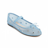 Tuhoomall Comfortable Rhinestone Ballet Flats for Women - Casual Blue Mesh Slip-On Shoes with Low Heel and Round Toe Tuhoomall