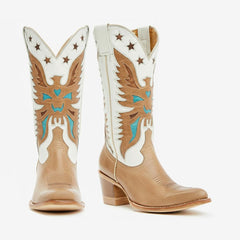 Tuhoomall Western Cowboy Boots for Women, Stylish Mid-Calf Chunky Heel, Unique Embroidered Animal Pattern, Perfect for Outdoor Casual Wear Tuhoomall