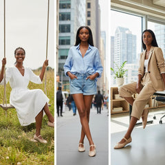 Tuhoomall Comfortable Rhinestone Ballet Flats for Women - Casual Blue Mesh Slip-On Shoes with Low Heel and Round Toe