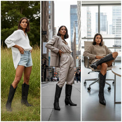 Tuhoomall Western Block Heel Ankle Boots with Glitter Detail, 2.50 in Heel Height, Stylish for Parties and Performances, Faux Leather Lining