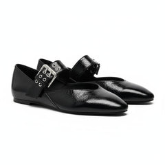 Tuhoomall Comfortable Flat Shoes with Adjustable Buckle, Casual Office Wear, Stylish Solid Color for Spring Summer Tuhoomall