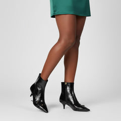 Tuhoomall Fashion Ankle Boots for Women, Comfortable Pointed Toe, Cat Heel with Hardware Buckles, Ideal for Parties and Daily Wear, Casual All-Season Style