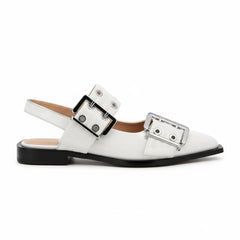 Tuhoomall Comfortable Low Heel Platform Shoes with Adjustable Metal Buckle for Casual and Office Use, Ideal for All-Season Wear