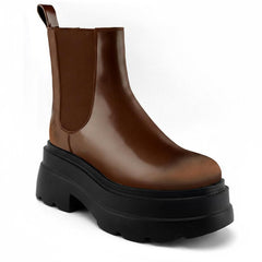 Tuhoomall Fashion Casual Waterproof Ankle Boots with Thick Sole, Round Toe, Easy Slip-On Design for Daily Office Wear