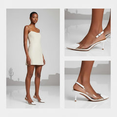 Tuhoomall High Heeled Sandals For Women, Fashion Pointed Toe Design, Mid Heel, Heart Pattern, Perfect For Stylish Outings, Comfortable Rubber Sole