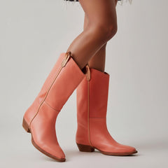 Tuhoomall Western Snip Toe Ankle Boots for Women, Classic All-Season Chunky Heel Rubber Sole, Easy Slip-On Design, Perfect for Casual and Office Wear