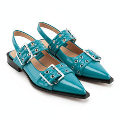 Tuhoomall Comfortable Low Heel Platform Shoes with Adjustable Metal Buckle for Casual and Office Use, Ideal for All-Season Wear