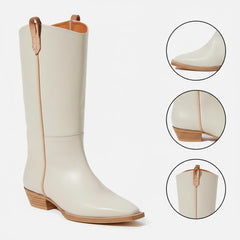 Tuhoomall Western Snip Toe Ankle Boots for Women, Classic All-Season Chunky Heel Rubber Sole, Easy Slip-On Design, Perfect for Casual and Office Wear Tuhoomall