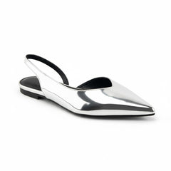 Tuhoomall Comfortable Flat Shoes with Metallic Finish, Vegan Leather, Elastic Slingback, Stylish for Casual, Office, and Daily Wear Tuhoomall