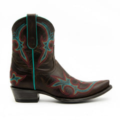 Tuhoomall Fashion Western Ankle Boots for Women with Floral Embroidery, Casual Stylish High Ankle Design, Durable Rubber Sole, All-Season Comfortable Wear