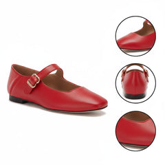 Tuhoomall Comfortable Flat Shoes For Women, Classic Office Style, Adjustable Buckle, Solid Color Design, Perfect For Spring And Summer