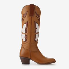 Tuhoomall Western Cowgirl Boots for Women, Retro Chunky Heel, Animal Print Inlay, Slip-On Mid-Calf Style for Casual Everyday Wear