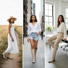 Tuhoomall Western Mid Calf Boots for Women, Embroidered Pointed Toe, Chunky Heel, Slip-On Design for Casual Style