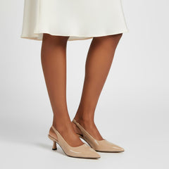 Tuhoomall Comfortable Kitten Heel Slip-On Shoes, Metallic Finish, Fashionable for Work and Travel, Made with Genuine Leather, Perfect for Spring and Summer