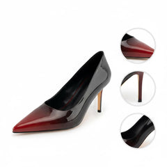 Tuhoomall Stylish High Heels for Parties and Dances, Gradient Design, Pointed Toe, 8cm Stiletto Heels, Slip-On, Rubber Sole, Synthetic Leather Lining