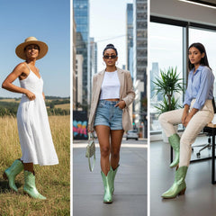 Tuhoomall Western Ankle Boots with Embroidered Pattern, 5cm Chunky Heel, Slip-On Design for Fashion and Travel, Durable Synthetic Fabric Lining