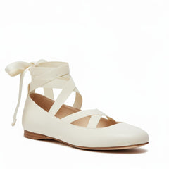 Tuhoomall Ballet Flat Shoes For Parties And Performances, Comfortable Round-Toe Design With Satin Finish And Cross Straps
