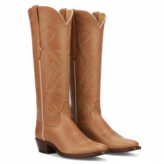 Tuhoomall Western Style Knee-High Boots, Embroidered Vegan Leather, 5.5cm Chunky Heel, Fashion Casual for All Seasons