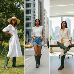 Tuhoomall Western Boots for Women with Embroidery, Chunky Heel 2.00 in, Mid-Calf Length, Vegan Leather, Casual Fashion Footwear, All Seasons