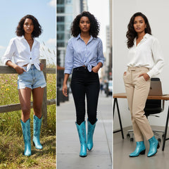 Tuhoomall Comfortable Western Boots with Sequins and Floral Design for Stylish Parties, Runway Shows, and Casual Outings - Knee-High Chunky Heel