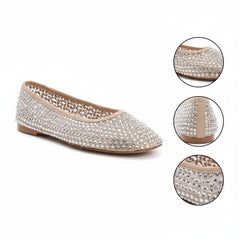 Tuhoomall Comfortable Slip-On Flats for Women - Suede and Denim Upper with Rhinestone Details - Perfect for Fashion Casual, Work, and Parties - Spring/Summer Wear