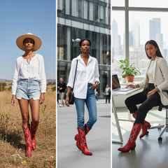 Tuhoomall Western Knee-High Boots for Fashion Casual Style with Embroidered Design and Chunky Heel, Ideal for Ranch and Outdoor Activities