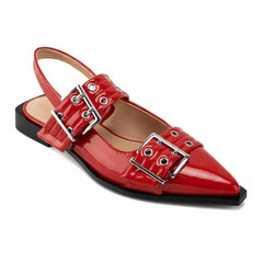 Tuhoomall Comfortable Low Heel Platform Shoes with Adjustable Metal Buckle for Casual and Office Use, Ideal for All-Season Wear