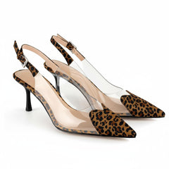 Tuhoomall High Heeled Sandals For Women, Fashion Pointed Toe Design, Mid Heel, Heart Pattern, Perfect For Stylish Outings, Comfortable Rubber Sole