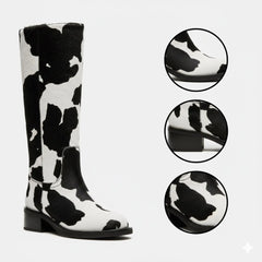 Tuhoomall Fashionable Floral Ankle Boots For Parties - Low Heel, Round Toe, Easy Slip-On Design, Ideal For All-Day Wear In Spring, Autumn, And Winter Tuhoomall