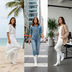 Tuhoomall Western Cowboy Boots, Chunky Block Heel, Embroidered Design, Mid Calf Length, Fashion Casual, Perfect for Performances and Everyday Wear