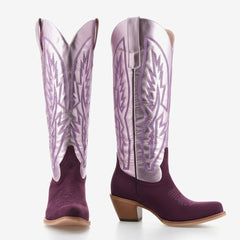 Tuhoomall Western Style Embroidered Faux Suede Ankle Boots with Chunky Heel for Travel and Casual Outings