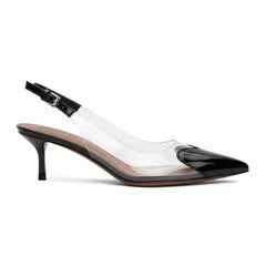 Tuhoomall High Heeled Sandals For Women, Fashion Pointed Toe Design, Mid Heel, Heart Pattern, Perfect For Stylish Outings, Comfortable Rubber Sole