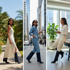 Tuhoomall Fashion Women's Foldable Ankle Boots, Striped Pointed Toe, 7cm Stiletto Heels for Work and Casual Wear