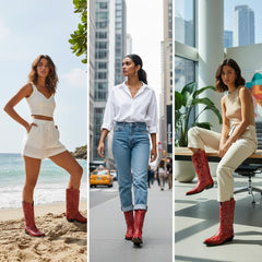 Tuhoomall Western Style Women's Mid-Calf Boots, Comfortable Low Heel, Elegant Embroidery for Parties and Casual Wear