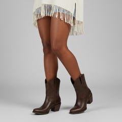 Tuhoomall Western Ankle Booties for Women, Slip-On Chunky Heels with Snip-Toe, Solid Color Design for Outdoor Fashion and Travel