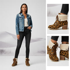 Tuhoomall Fashion Casual Ankle Boots for Women, Classic Street Style, Round Toe, Mid Heel, Lace-Up, Solid Color, Perfect for Winter Wear