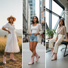 Tuhoomall Western Ankle Boots with Embroidered Pattern, 5cm Chunky Heel, Slip-On Design for Fashion and Travel, Durable Synthetic Fabric Lining