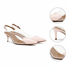 Tuhoomall High Heeled Sandals For Women, Fashion Pointed Toe Design, Mid Heel, Heart Pattern, Perfect For Stylish Outings, Comfortable Rubber Sole