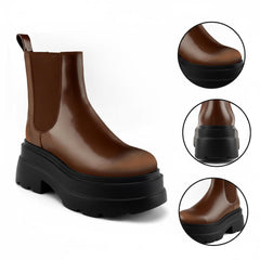 Tuhoomall Fashion Casual Waterproof Ankle Boots with Thick Sole, Round Toe, Easy Slip-On Design for Daily Office Wear