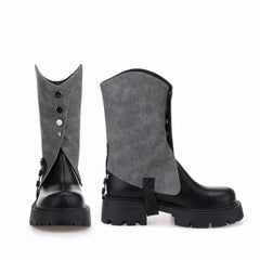 Tuhoomall Stylish Ankle Boots For Women, Casual Short Boots With Round Toe and Thick Heel, Zipper Closure, Versatile For All Seasons