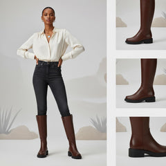 Tuhoomall Fashion Comfort Knee High Boots for Women - Low Heel Zipper Closure, Stylish for Office and Travel, Timeless Solid Color Design