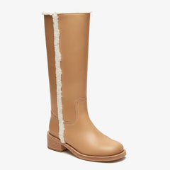Tuhoomall Women's Boots, Comfortable Slip-On, Round Toe, Casual & Formal Wear, Versatile Fashion Footwear for Spring, Autumn & Winter Tuhoomall