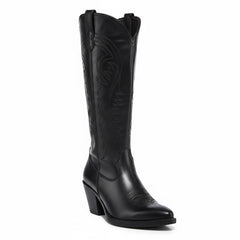 Tuhoomall Western Cowboy Boots, Chunky Block Heel, Embroidered Design, Mid Calf Length, Fashion Casual, Perfect for Performances and Everyday Wear Tuhoomall