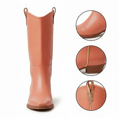 Tuhoomall Western Snip Toe Ankle Boots for Women, Classic All-Season Chunky Heel Rubber Sole, Easy Slip-On Design, Perfect for Casual and Office Wear