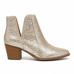 Tuhoomall Glitter Ankle Boots for Women, 3-Inch Chunky Heel, Shiny Pointed Toe, Perfect for Parties and Fashion Events