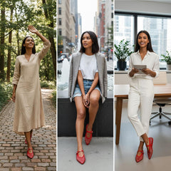 Tuhoomall Ballet Flats For Women, Adjustable Buckle, Elegant Pointed Toe, Comfortable Rubber Sole, Perfect For Parties And Performances