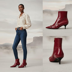 Tuhoomall Fashion Ankle Boots for Women, Comfortable Pointed Toe, Cat Heel with Hardware Buckles, Ideal for Parties and Daily Wear, Casual All-Season Style