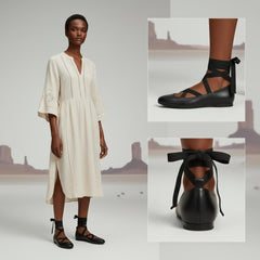 Tuhoomall Ballet Flat Shoes For Parties And Performances, Comfortable Round-Toe Design With Satin Finish And Cross Straps